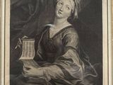 portrait d'une femme tenant un rouleau de papier dans la main droite