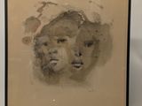 painting of a woman ' s face with a child ' s face in the middle