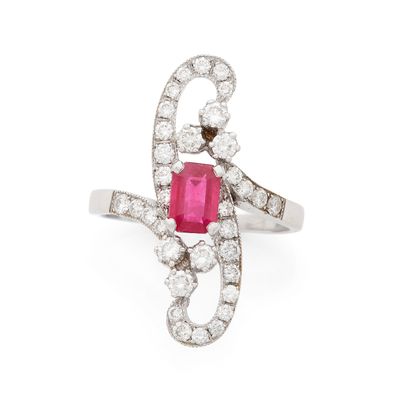 bague art déco en rubis et diamants