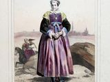 un dessin représentant une femme en robe violette