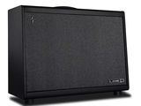 a close up of a black amplifier on a white background