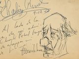 an old drawing of a man with a mustache on a piece of paper