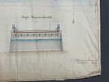 an old drawing of a bridge over a body of water