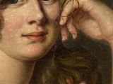 painting of a woman with a ring on her finger and a ring in her left hand