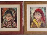 two framed paintings of a girl and a girl with red hair