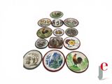 a lot of plates that are arranged in a pyramid