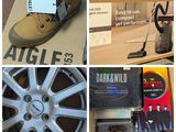 des photos de divers objets, notamment un aspirateur, des chaussures et d'autres articles