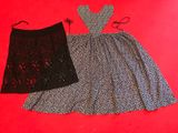 two skirts and a top on a red background