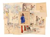 de nombreux dessins représentant des personnes et des animaux sur les pages