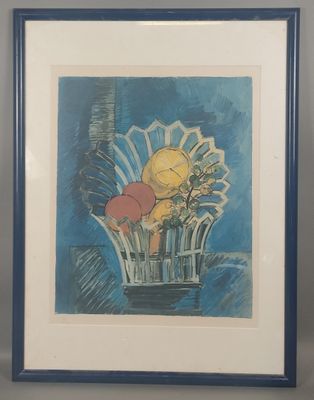 tableau représentant un vase rempli de fleurs posé sur une table