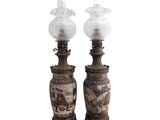 pair of antique chinese vases with asian scenes on them