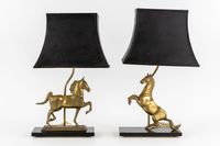 Deknudt (attribué) : paire de lampes de table en bronze repr… (photo 3)