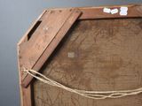 a picture of a wooden box with a rope around it