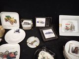 many plates and bowls that are sitting on a table