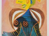 painting of a woman sitting on a chair with her eyes closed
