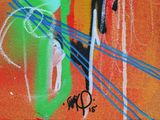 painting of a painting of a person riding a bike on a street