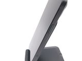 a close up of a cell phone on a stand