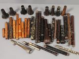 a lot of musical instruments that are on the table