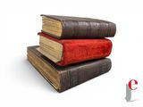 three old books stacked on top of each other on a white surface