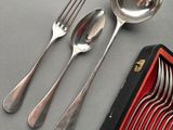 silverware and spoons in a red case on a table