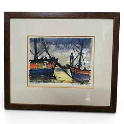 a picture of a picture of two boats in the water