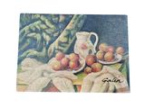 a picture of a painting of apples on a table