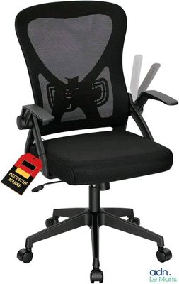 une chaise de bureau noire avec une assise et des accoudoirs noirs