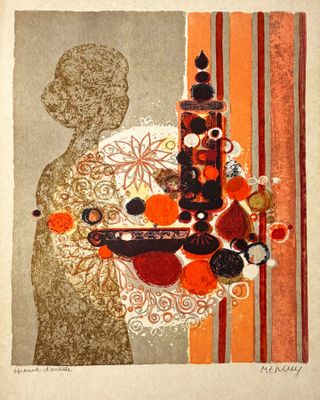 une image représentant un tableau où l'on voit une personne tenant une assiette de nourriture