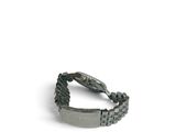 bracelet made of silver metal with a clasp on a white background