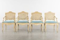 Ensemble de quatre fauteuils anciens en rotin, style Régence… (photo 3)