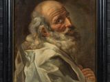 un tableau représentant un vieil homme barbu vêtu d'une robe blanche