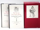 two books are sitting on a white surface one is red and the other is white