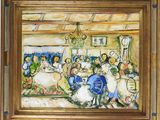 painting of a group of people sitting around a table in a room