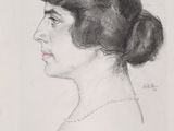 drawing of a woman with a bun in her hair
