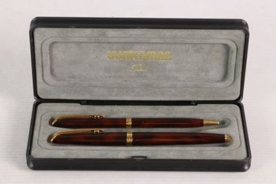 WATERMAN - Parure en laque brune comprenant un stylo-plume, …