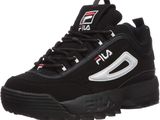 fila disrupt low - top sneaker, black / white / red