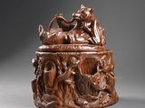 an image of a wooden box with animals on it