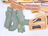 many different types of train tracks and train tracks on the table