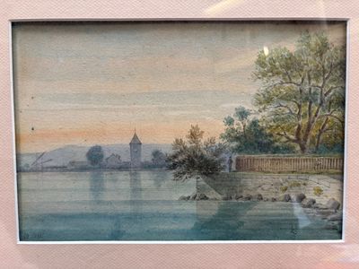 , Ecole Française du XIXème siècle, Bord du lac au soleil co…
