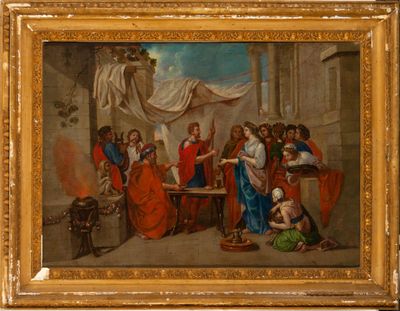 an image of a painting of a group of people sitting around a table