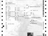 a black and white photo of a receipt with a stamp on it