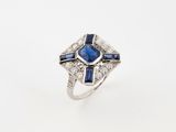 an art deco sapphire and diamond ring