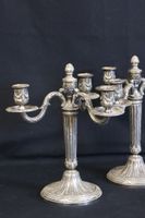 Paire de candélabres en bronze argenté à trois bras de lumiè… (photo 2)