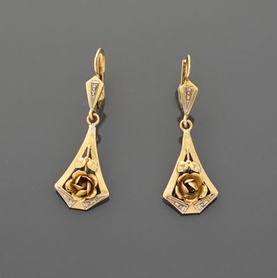 Paire de pendant d'oreilles en or jaune 18K 750 millièmes pr…
