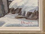 an image of a painting of a snowy landscape in a gold frame