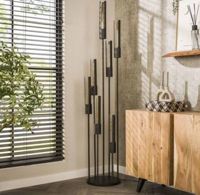 Lampadaire TUBEA 7 lampes en métal noir - 35x186 cm (Ampoule…