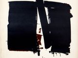 l'image d'une peinture noire et rouge sur un mur blanc