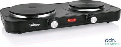 an image of a black electric stove top with two burners on it
