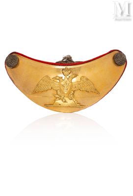 an image of a gold plate with a bird and a snake on it