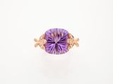 an amethorate and diamond ring in yellow gold